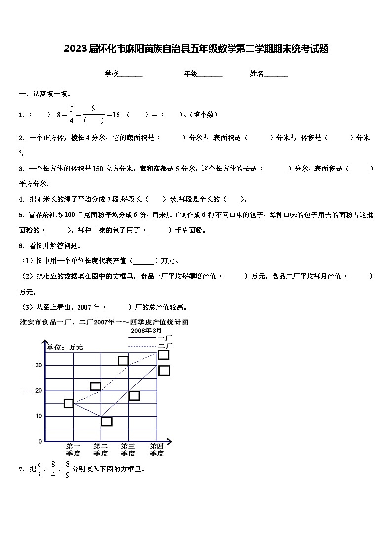 2023届怀化市麻阳苗族自治县五年级数学第二学期期末统考试题含解析01