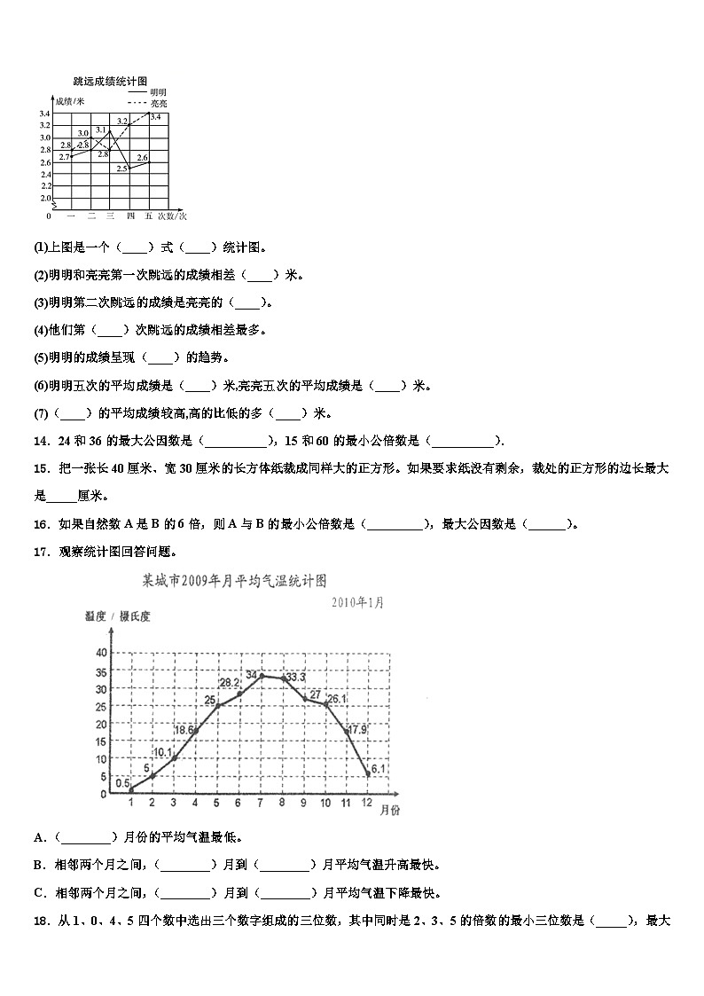 2023届新疆乌鲁木齐市头屯河区五年级数学第二学期期末学业质量监测试题含解析第2页