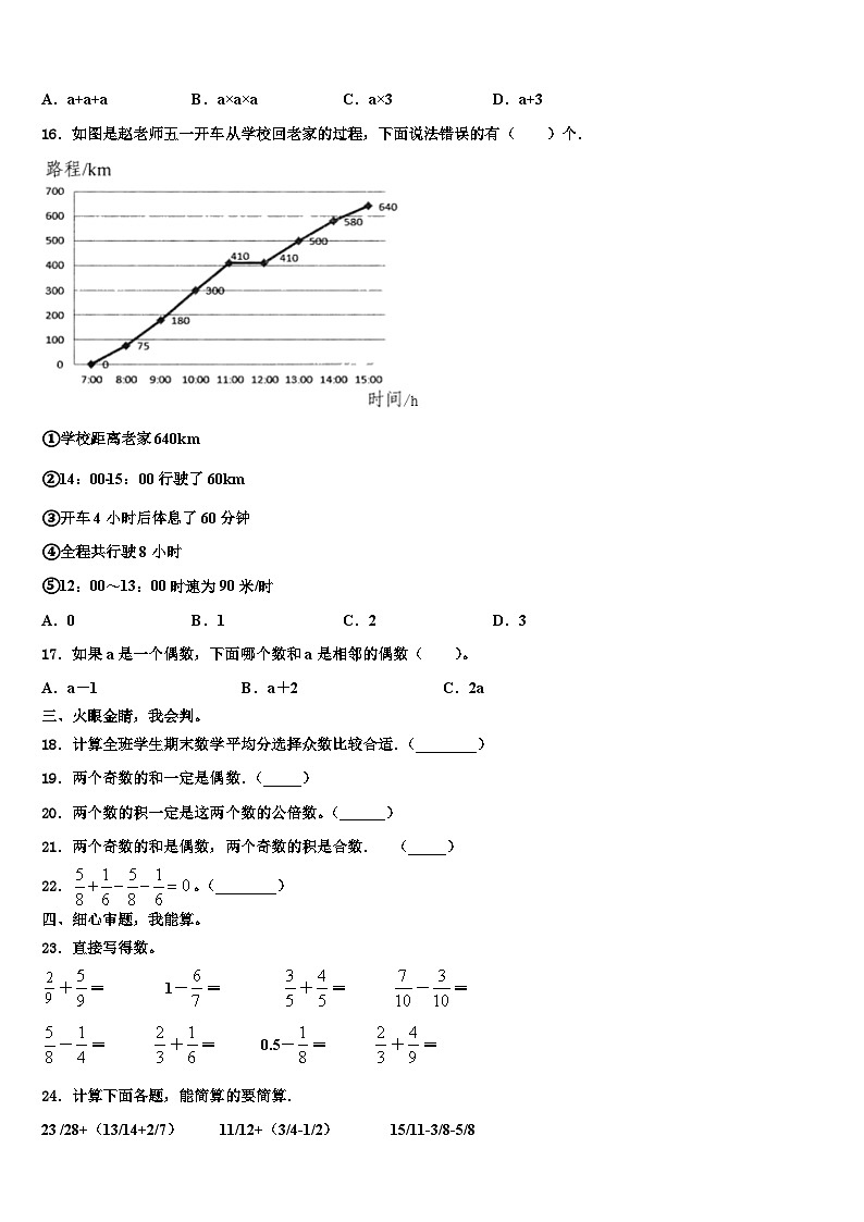 2023届武山县五年级数学第二学期期末考试模拟试题含解析第2页