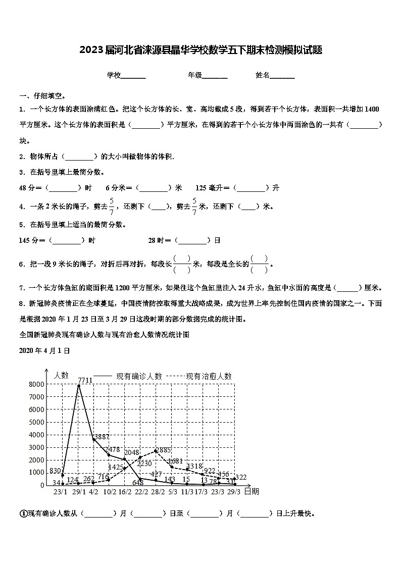 2023届河北省涞源县晶华学校数学五下期末检测模拟试题含解析01