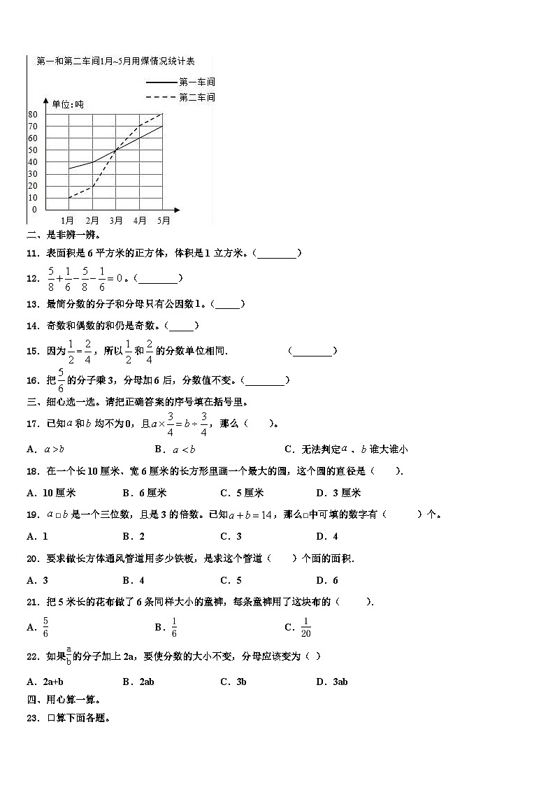 2023届河南省平顶山市汝州市五年级数学第二学期期末监测模拟试题含解析第2页