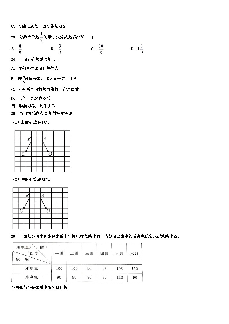 2023届河南省商丘市数学五年级第二学期期末复习检测模拟试题含解析03