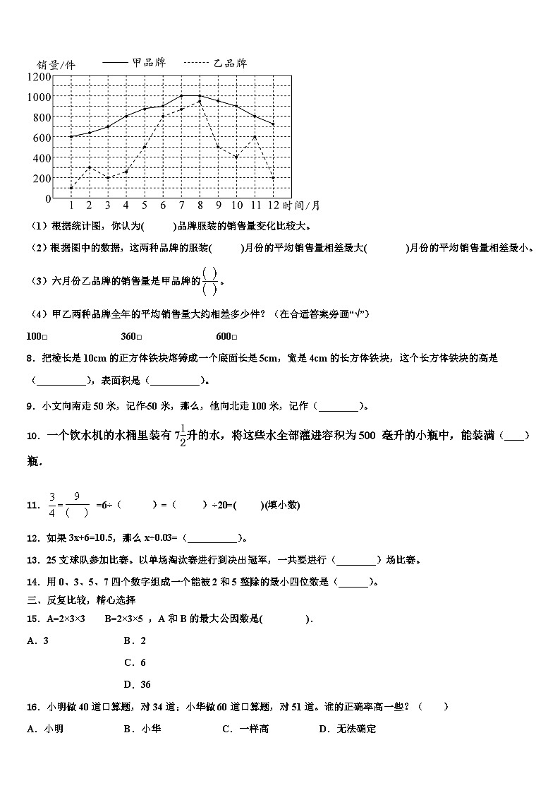 2023届河南省新乡市长垣县数学五年级第二学期期末经典试题含解析第2页