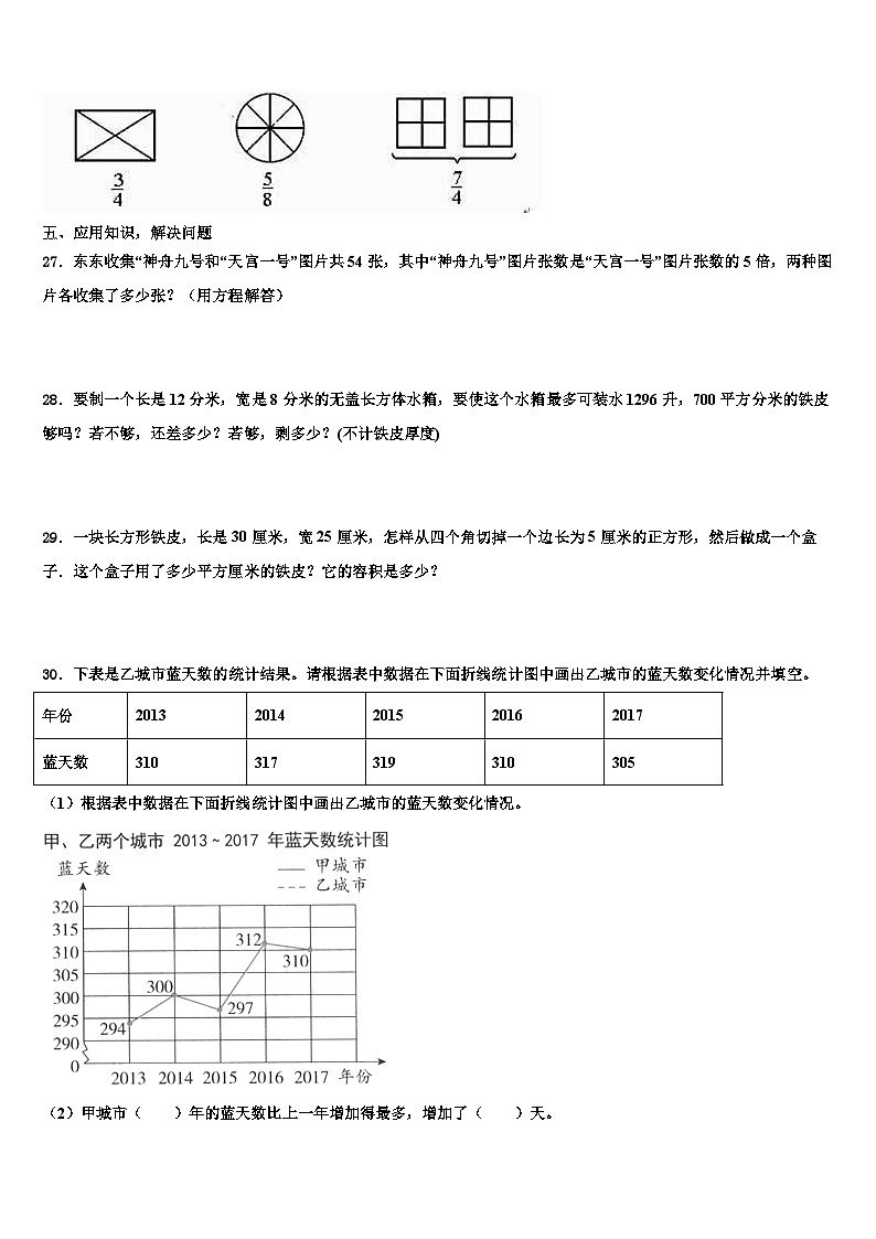 2023届海南省昌江思源实验学校五年级数学第二学期期末学业质量监测试题含解析第3页