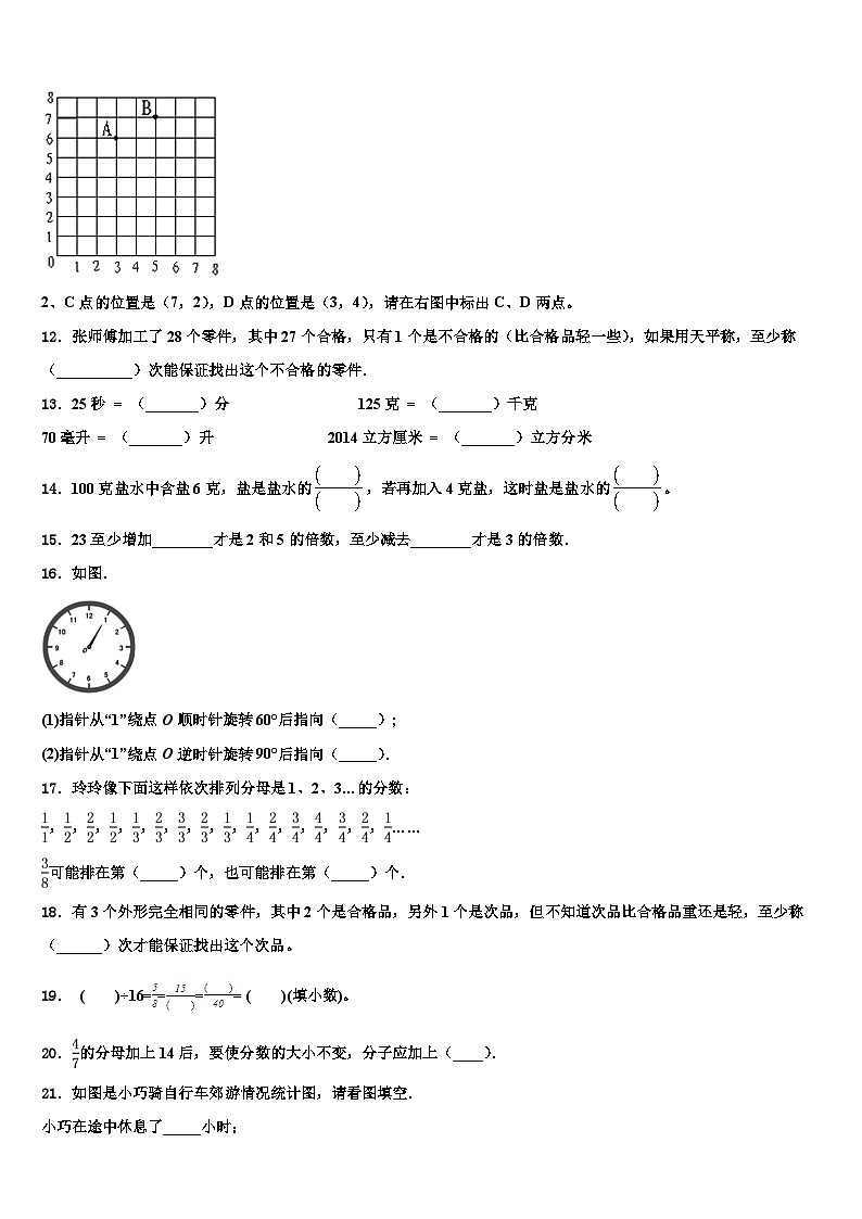 2023届湖南郴州汝城县五年级数学第二学期期末调研模拟试题含解析第2页