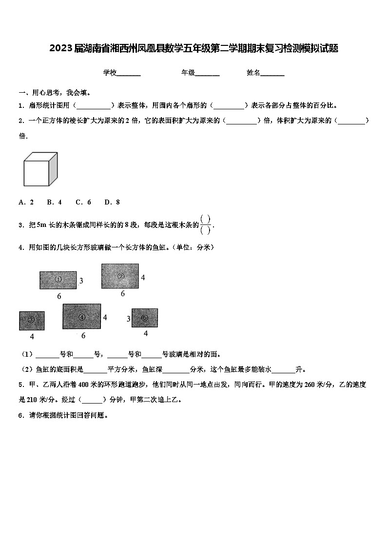2023届湖南省湘西州凤凰县数学五年级第二学期期末复习检测模拟试题含解析第1页