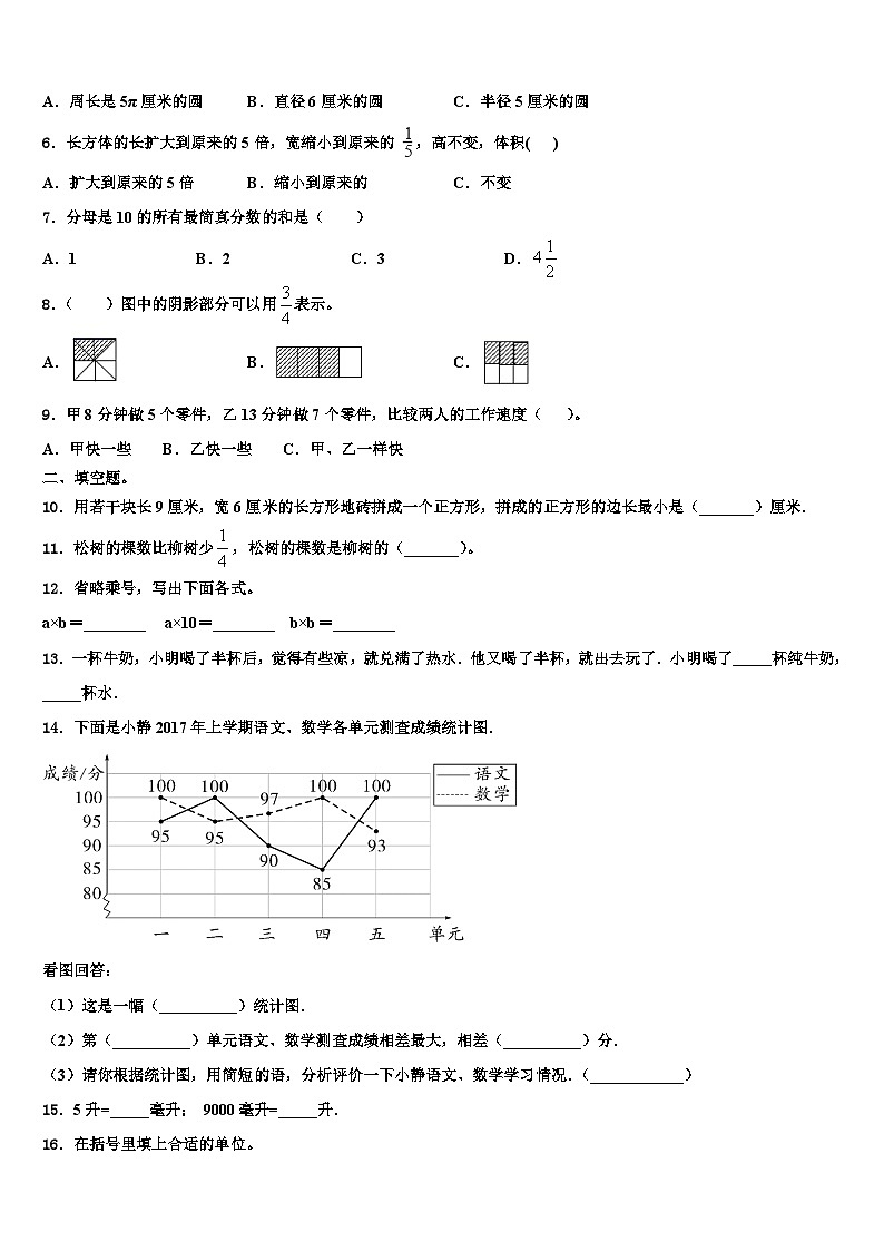 2023届烟台市莱州市数学五年级第二学期期末达标检测模拟试题含解析02