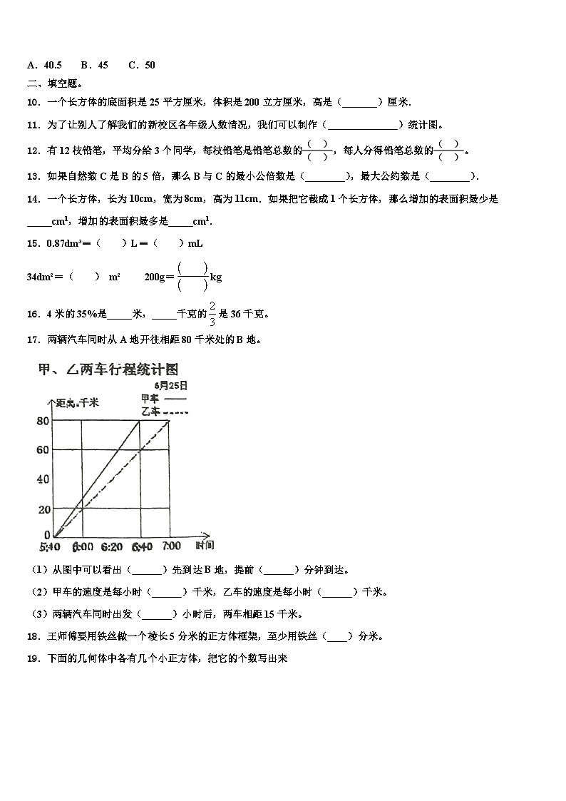 2023届西沙群岛数学五年级第二学期期末学业水平测试模拟试题含解析第2页