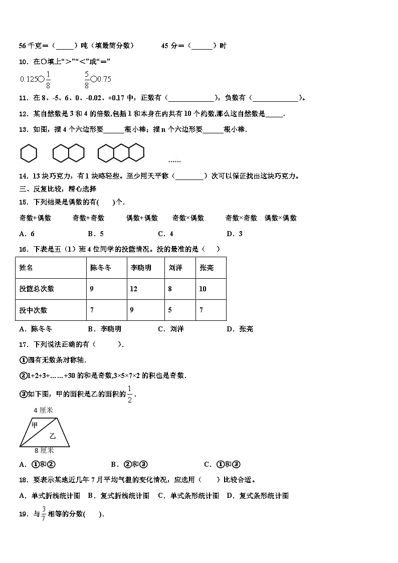 2023年东港市数学五下期末经典试题含解析第2页