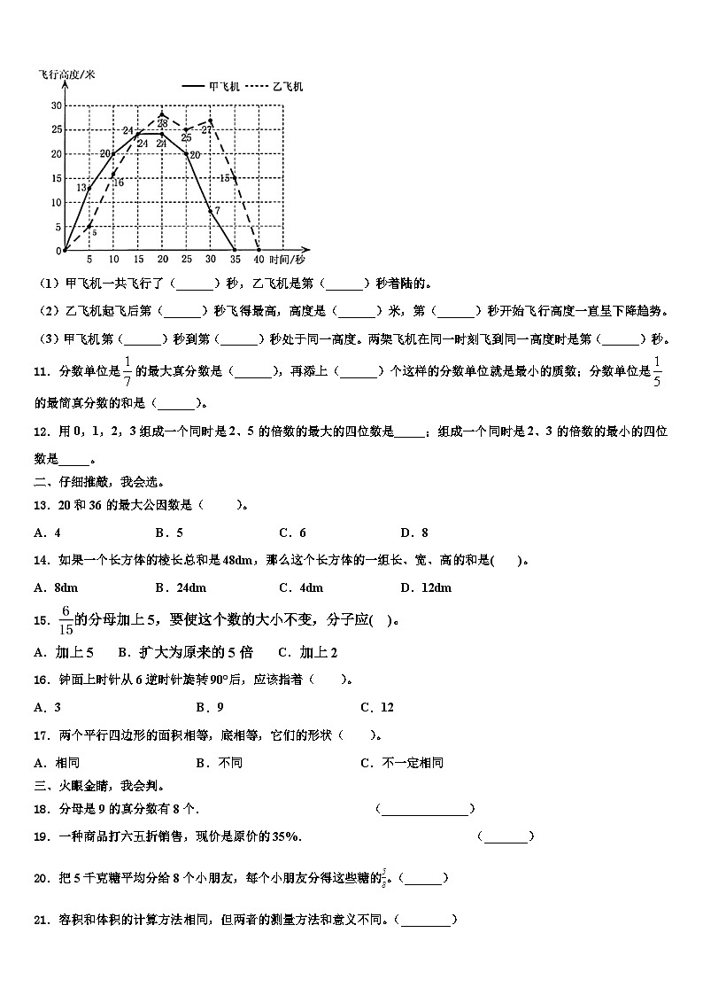 2023年凉山彝族自治州会理县五年级数学第二学期期末质量检测试题含解析第2页