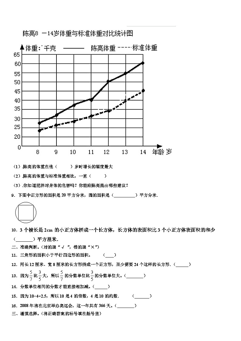 2023年安徽省无为市数学五下期末检测试题含解析02