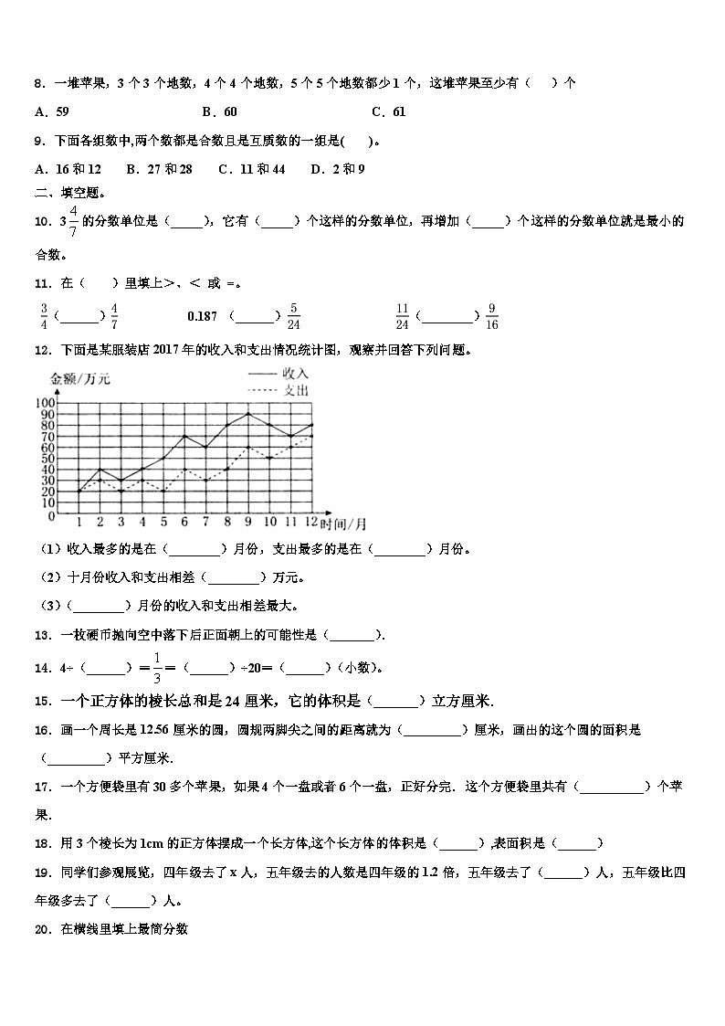 2023年大理白族自治州弥渡县五年级数学第二学期期末复习检测试题含解析第2页