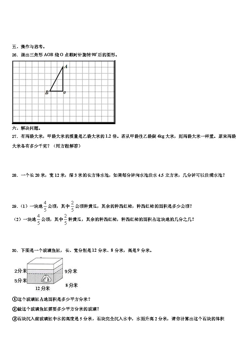 2023年安徽省阜阳市颍泉区五年级数学第二学期期末检测模拟试题含解析第3页