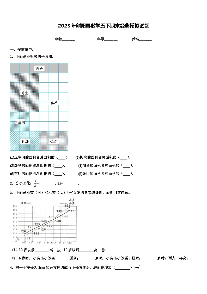 2023年射阳县数学五下期末经典模拟试题含解析01