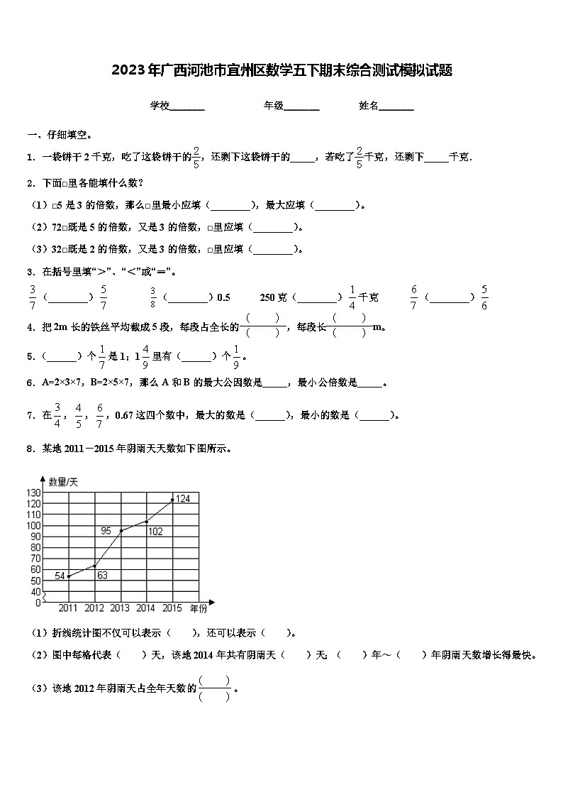 2023年广西河池市宜州区数学五下期末综合测试模拟试题含解析第1页