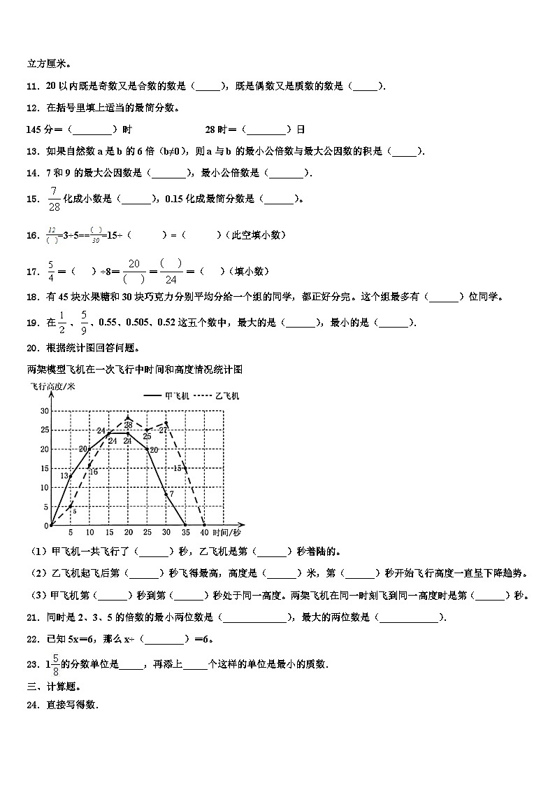 2023年桦甸市数学五年级第二学期期末复习检测试题含解析第2页