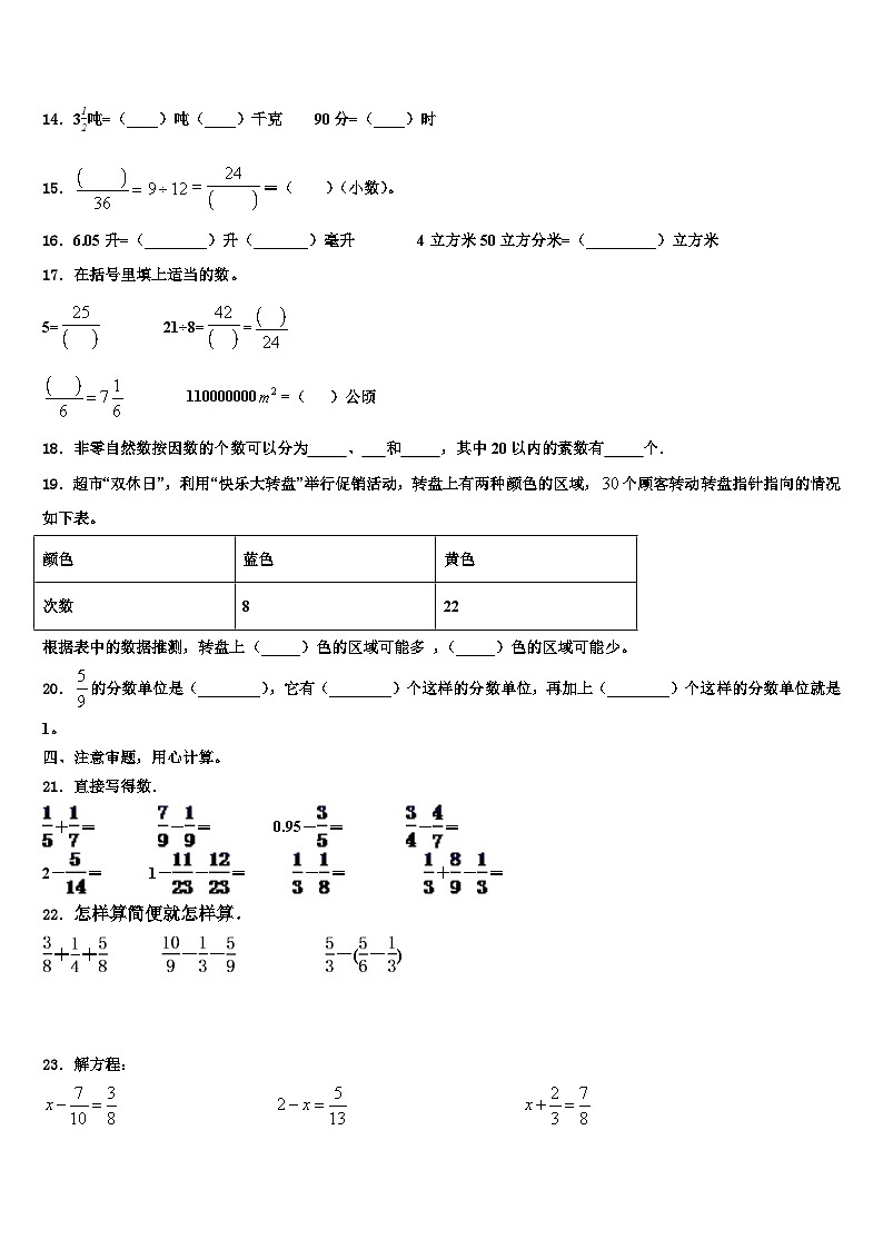 2023年河南南阳内乡县数学五下期末质量检测模拟试题含解析第2页