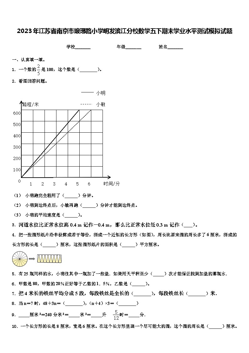 2023年江苏省南京市琅琊路小学明发滨江分校数学五下期末学业水平测试模拟试题含解析01