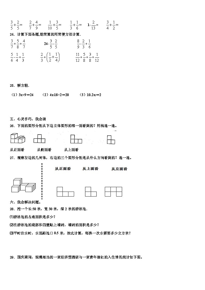 2023年江西省九江市浔阳区五年级数学第二学期期末学业水平测试试题含解析第3页