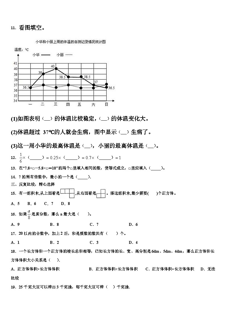 2023年湖北省十堰市房县西部十一校校数学五年级第二学期期末监测模拟试题含解析02
