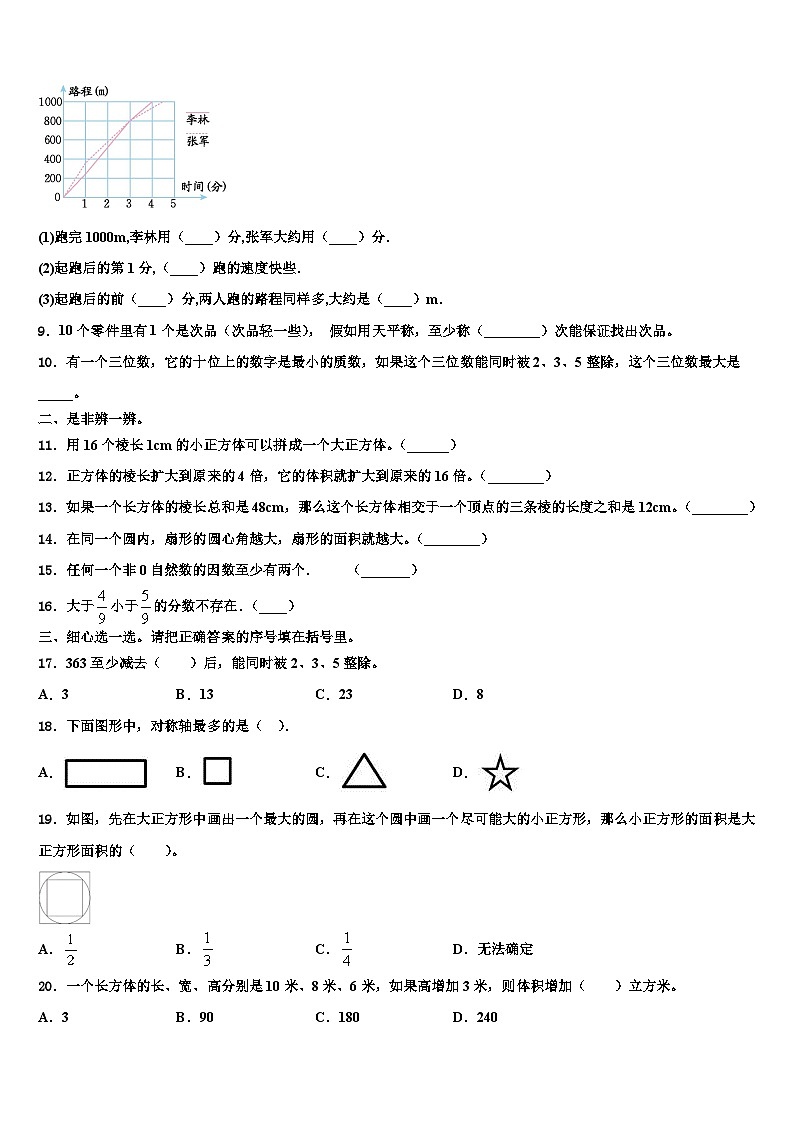 2023年荆州市洪湖市数学五年级第二学期期末综合测试模拟试题含解析02