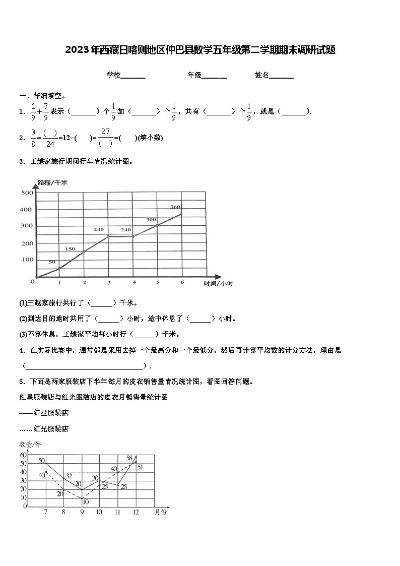2023年西藏日喀则地区仲巴县数学五年级第二学期期末调研试题含解析01