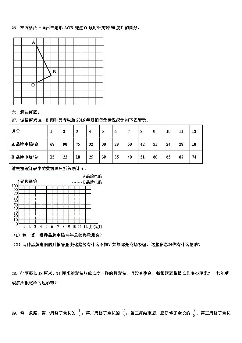 2023年辽源市东辽县五年级数学第二学期期末达标检测试题含解析03