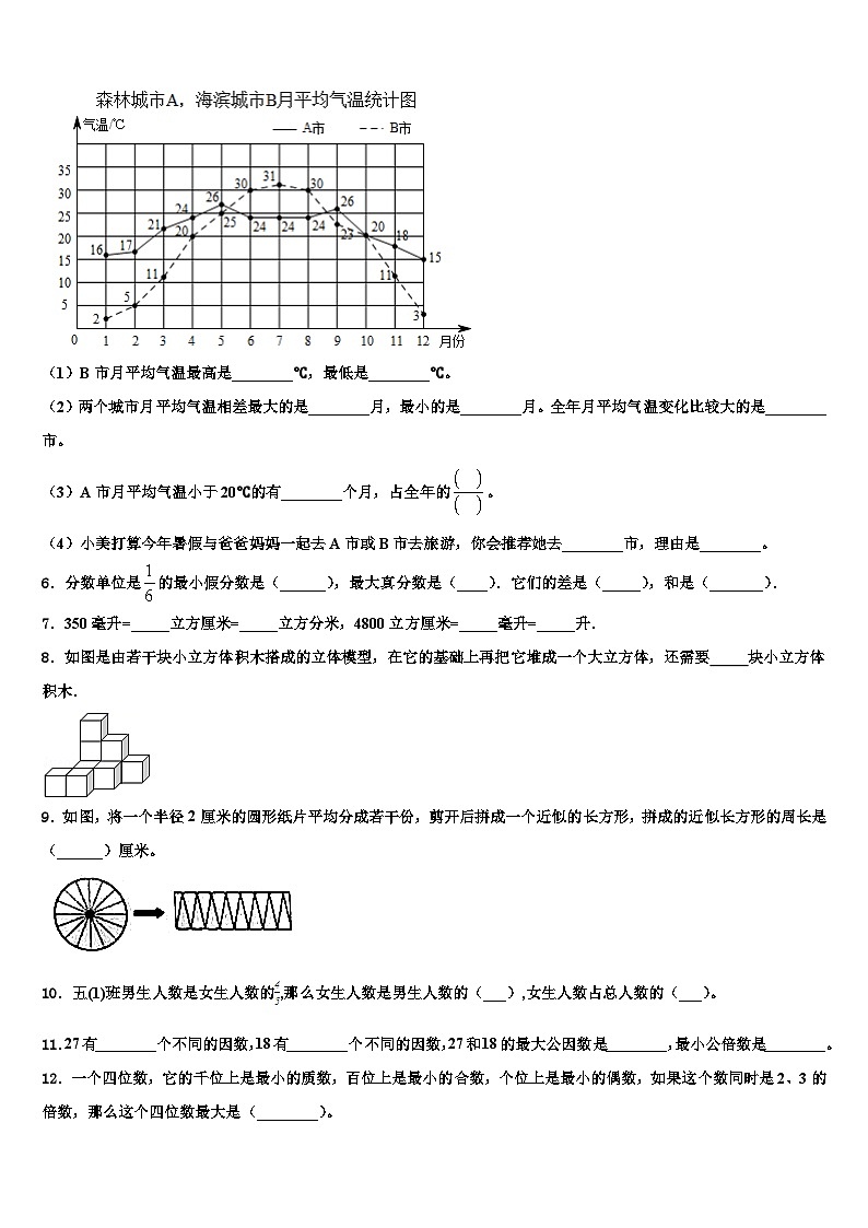 临江市2022-2023学年数学五下期末监测模拟试题含解析第2页