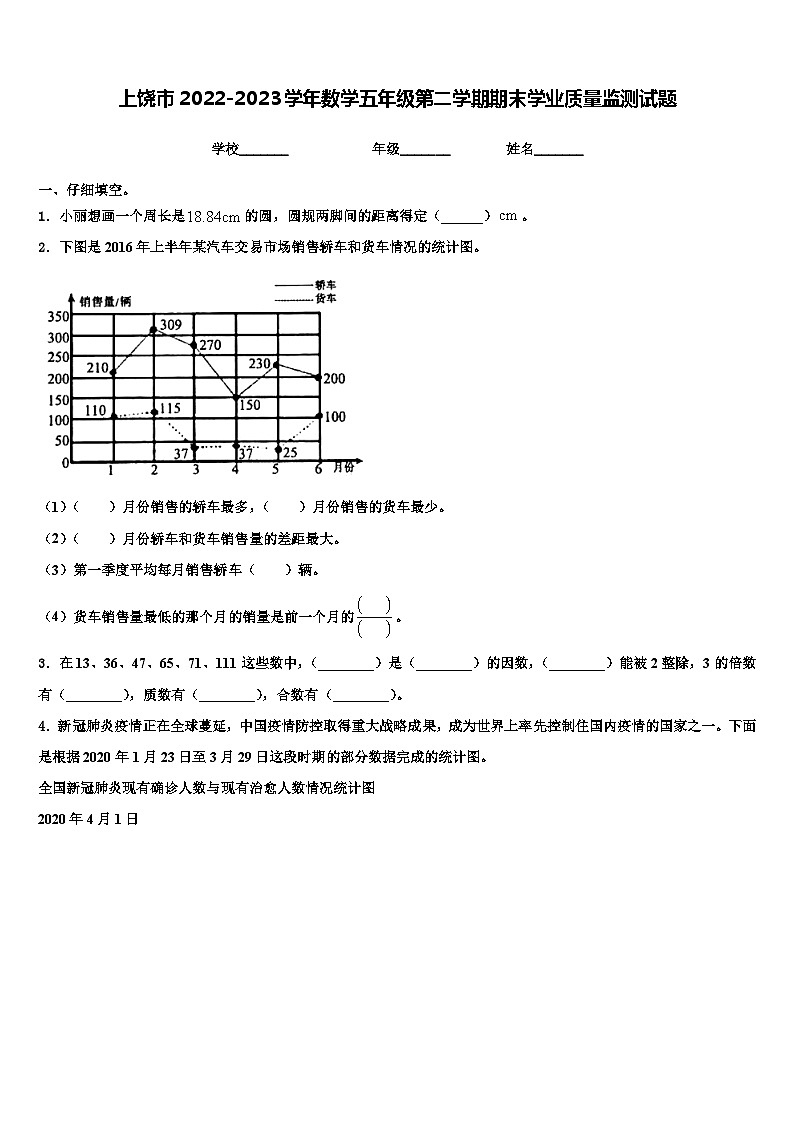 上饶市2022-2023学年数学五年级第二学期期末学业质量监测试题含解析第1页