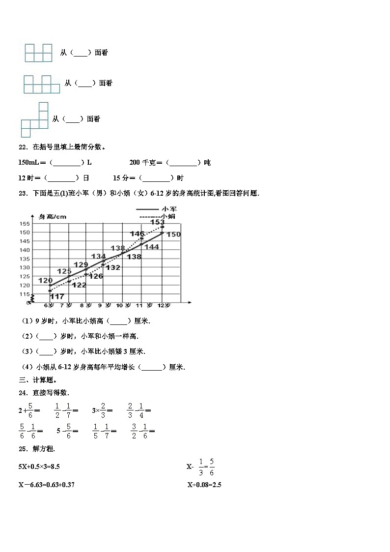 义县2022-2023学年数学五下期末监测模拟试题含解析03