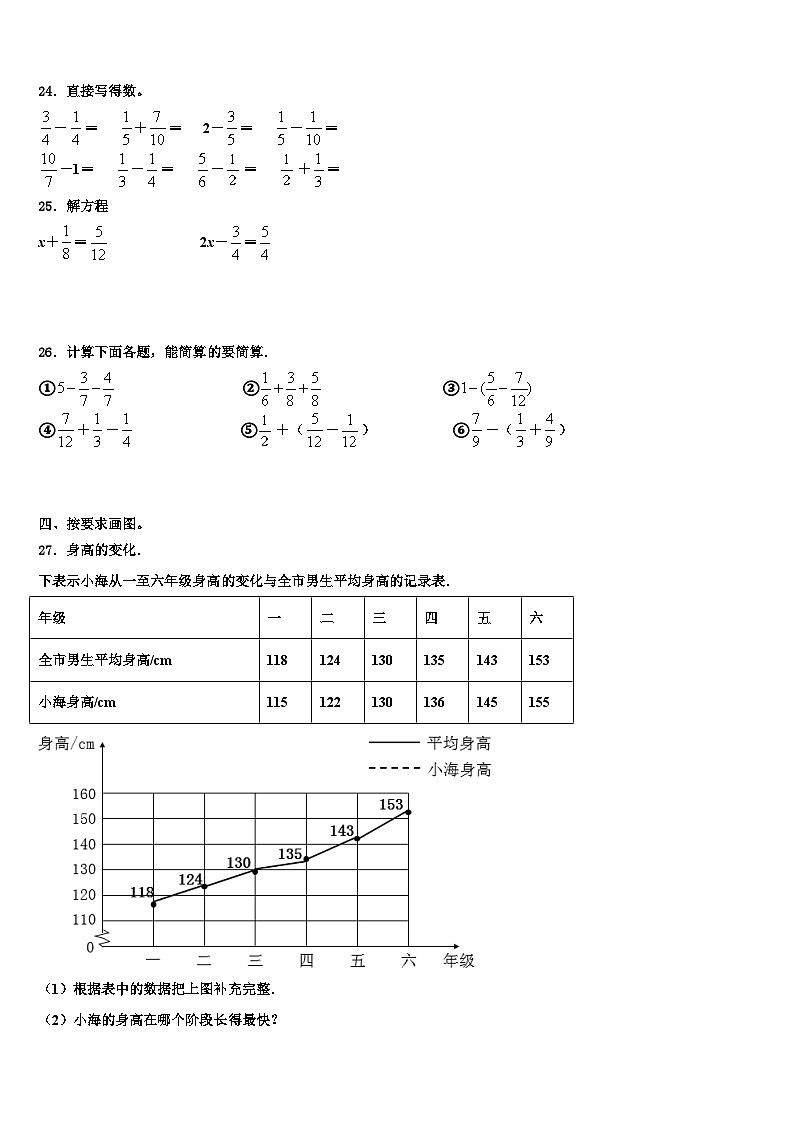 信阳市商城县2023年数学五下期末监测模拟试题含解析03