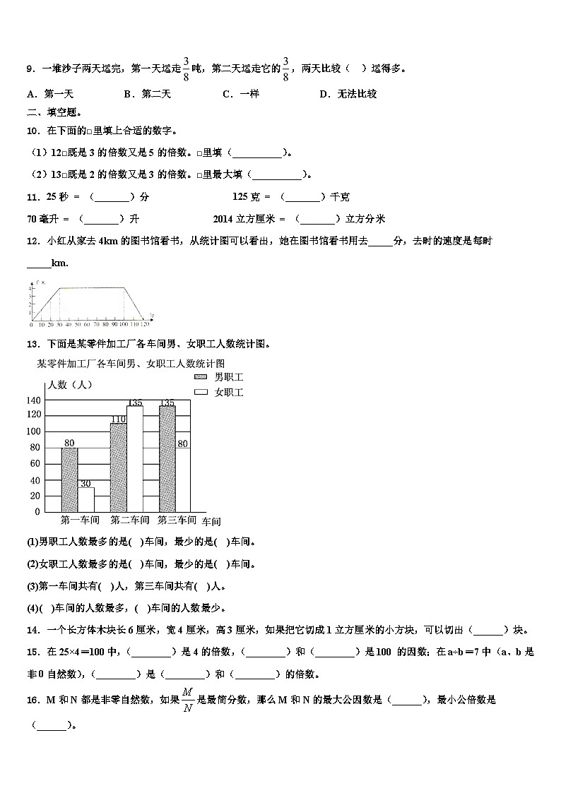 云南省西双版纳州景洪市四校联盟2022-2023学年五年级数学第二学期期末综合测试试题含解析第2页