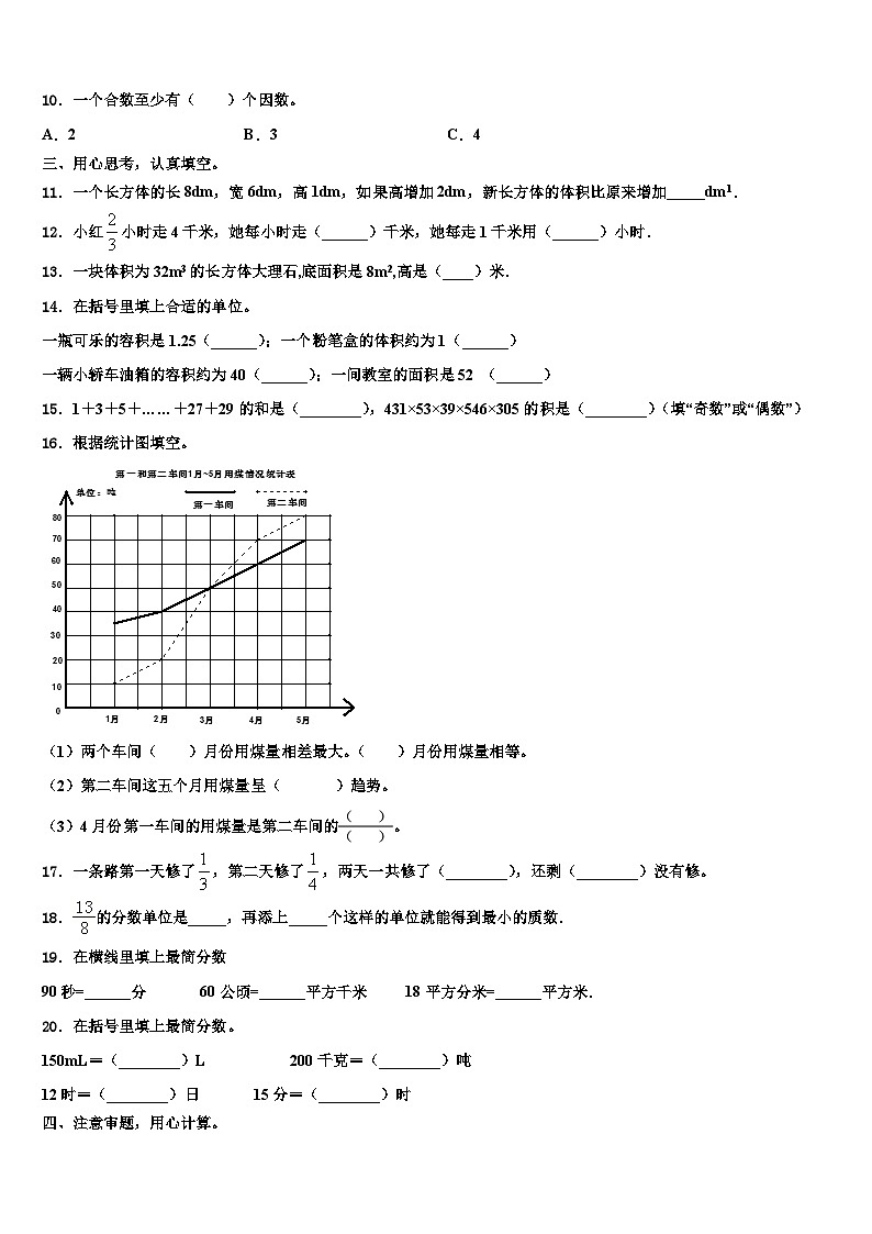 内黄县2022-2023学年数学五年级第二学期期末监测模拟试题含解析第2页
