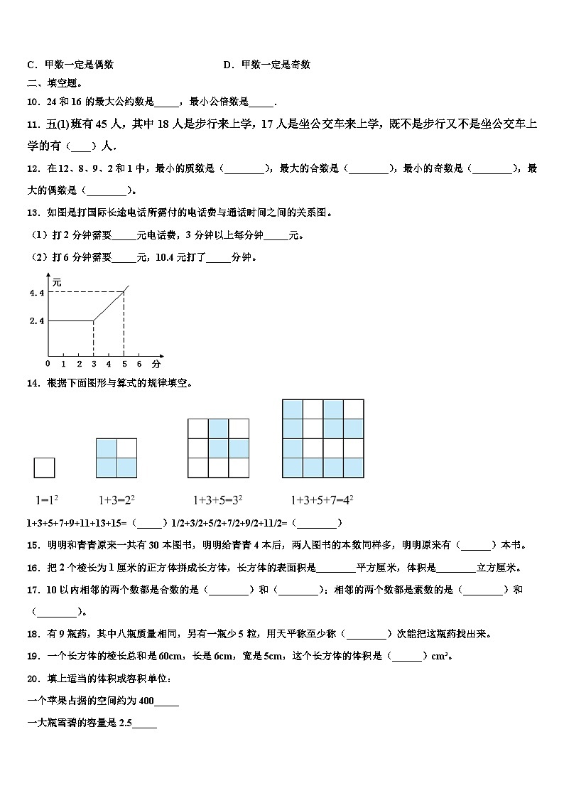 吉林省白城市通榆县2023年数学五下期末复习检测模拟试题含解析第2页