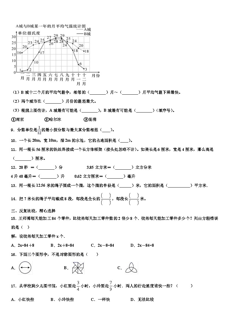 吴忠市2022-2023学年数学五年级第二学期期末质量检测模拟试题含解析02