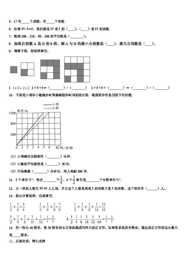 山东省菏泽市郓城县2022-2023学年数学五年级第二学期期末质量跟踪监视模拟试题含解析02