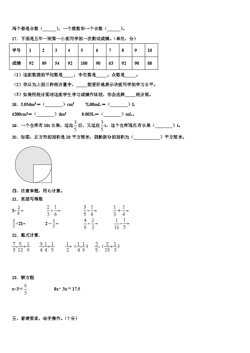 平泉县2023年数学五年级第二学期期末经典试题含解析第2页