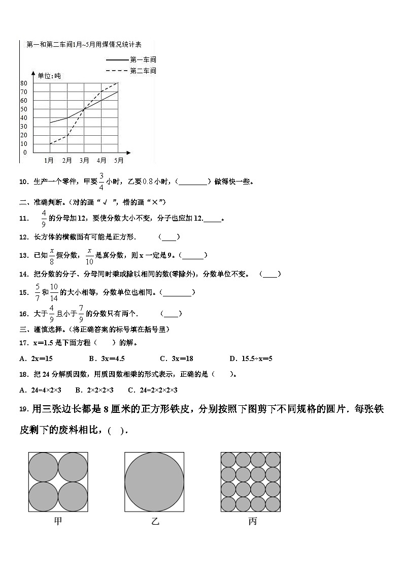 四川省自贡市沿滩区2023年五年级数学第二学期期末学业水平测试模拟试题含解析第2页