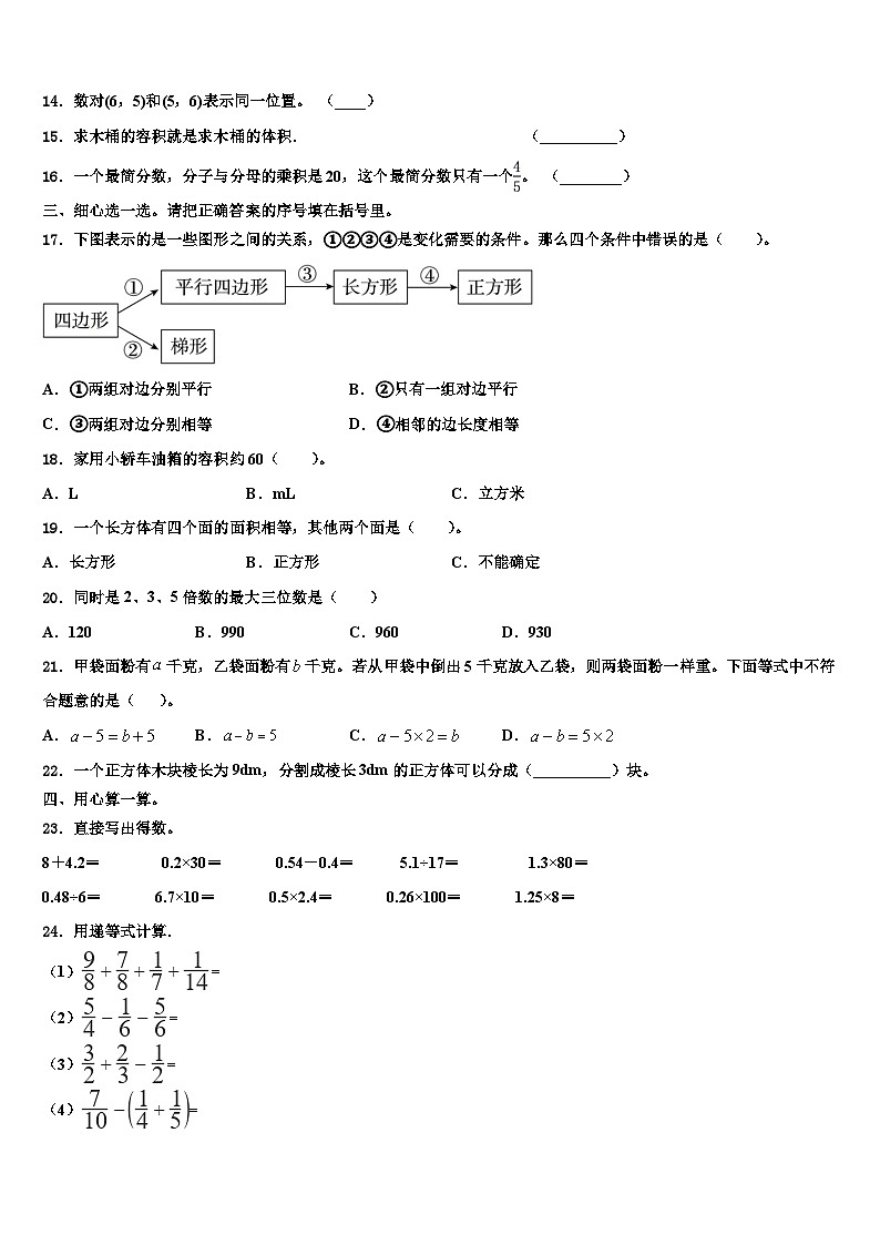 广东省深圳市坪山区2023年数学五年级第二学期期末复习检测试题含解析第2页