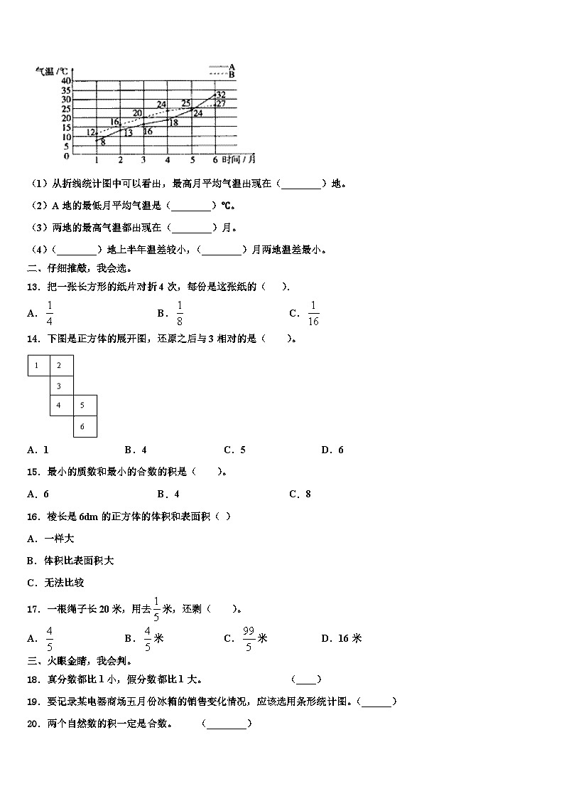 2023届上饶市玉山县数学五下期末调研试题含解析02