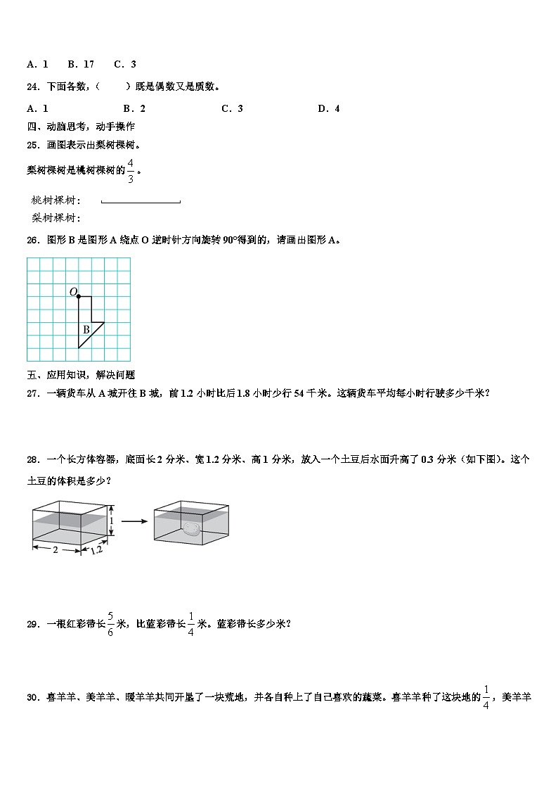 延边朝鲜族自治州安图县2022-2023学年数学五下期末考试模拟试题含解析第3页