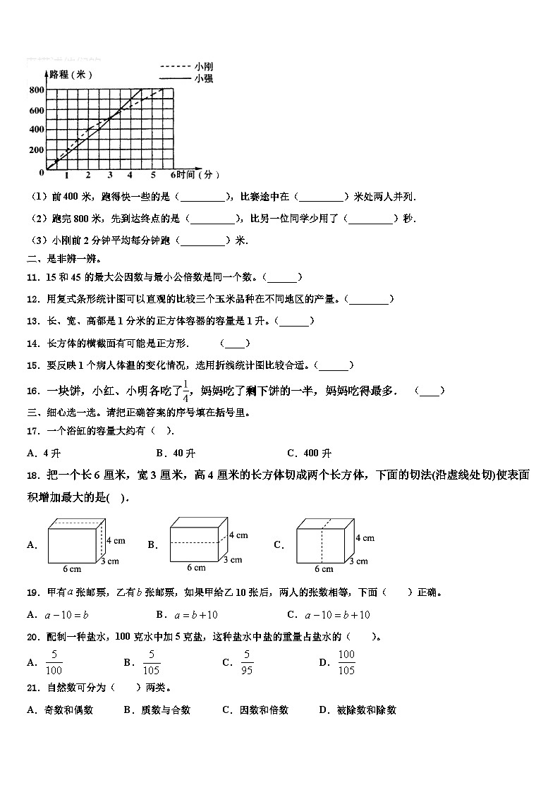 抚顺市望花区2023年数学五下期末综合测试模拟试题含解析第2页