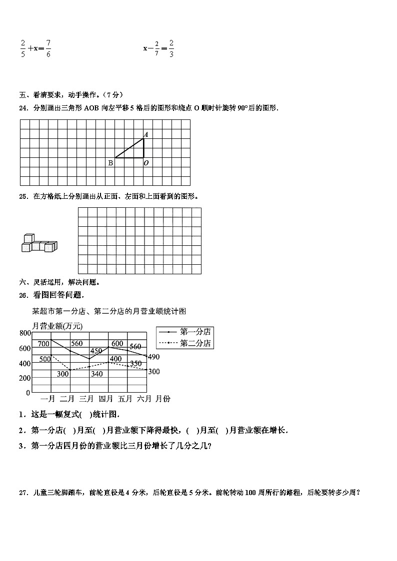 江西省上饶市广丰县2023年数学五年级第二学期期末综合测试模拟试题含解析03