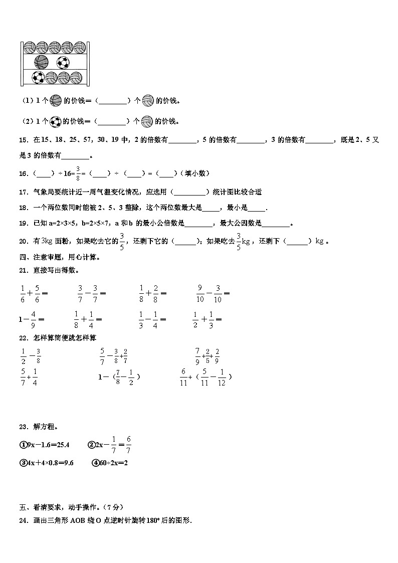 河北省唐山市2023年数学五年级第二学期期末复习检测试题含解析第2页