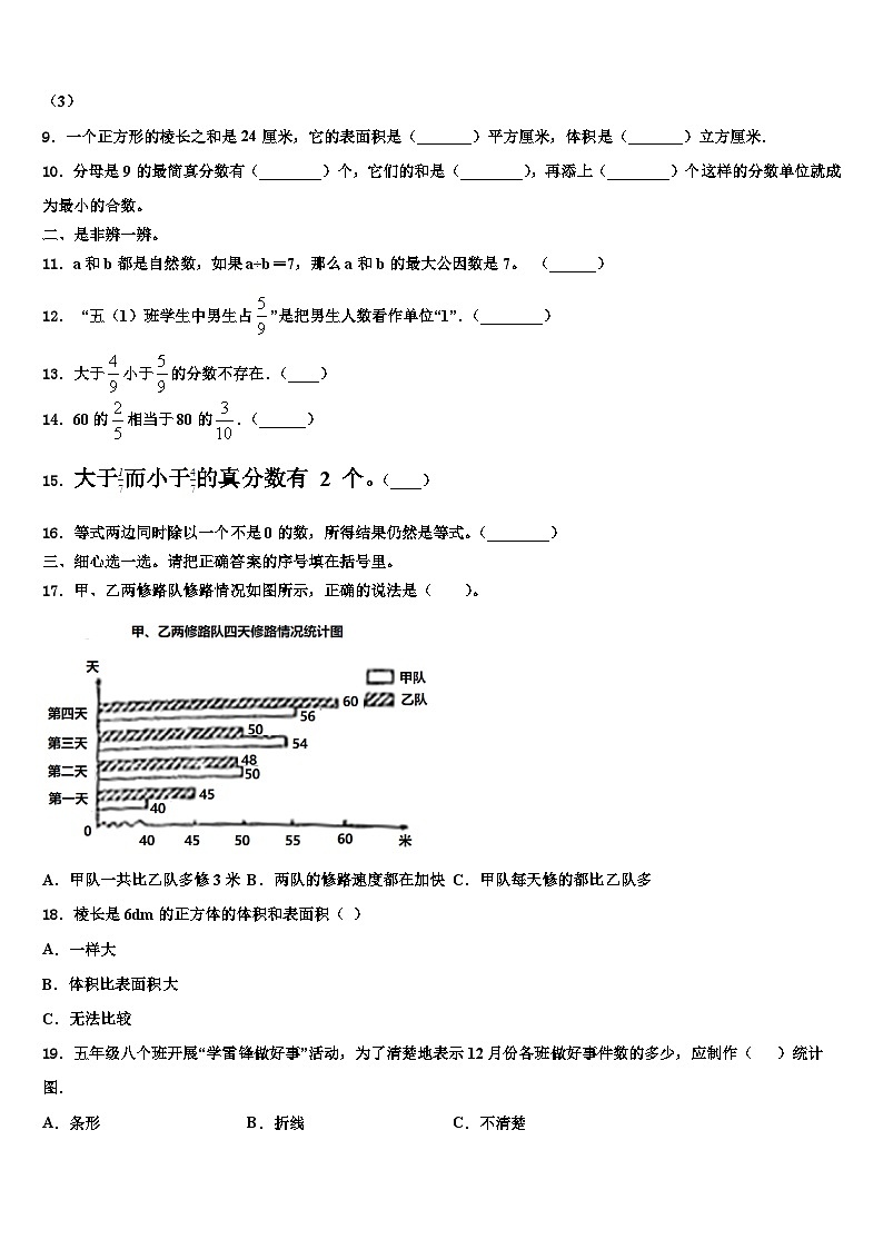 江西省赣州市信丰县2022-2023学年数学五下期末检测模拟试题含解析02