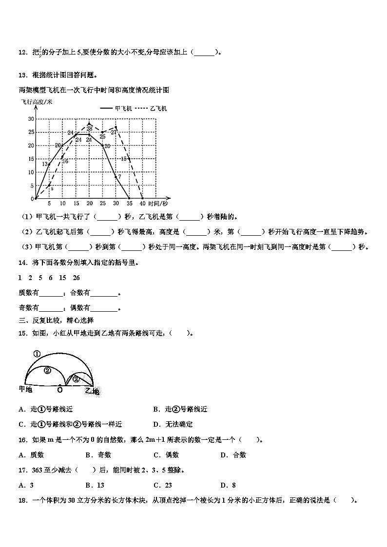 河北省隆化县西阿超蒙古族乡中心小学2023年数学五年级第二学期期末复习检测试题含解析02