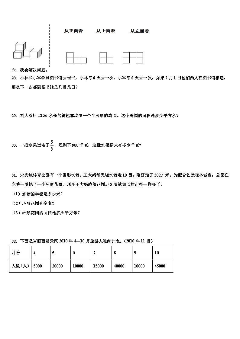 河南省信阳市师河区2022-2023学年五年级数学第二学期期末学业水平测试模拟试题含解析03