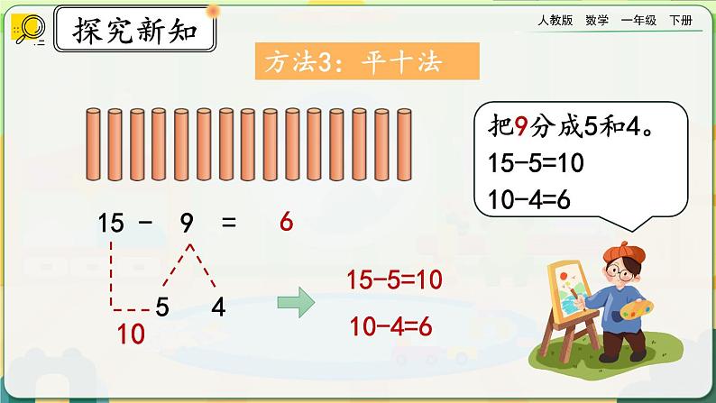 【2023教材插图】人教版数学一年级下册 2.1《十几减9》课件第8页