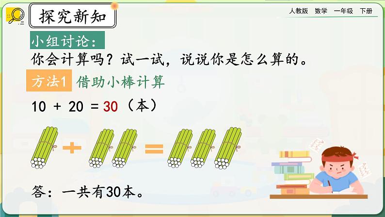 【2023教材插图】人教版数学一年级下册 6.1《整十数加、减整十数》课件第7页