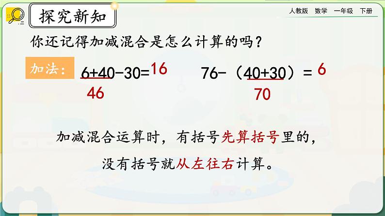 【2023教材插图】人教版数学一年级下册 8.2《100以内数的加减法》课件第6页
